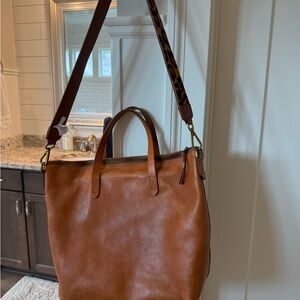 Madewell Brown Crossbody Bag with Leopard Strap